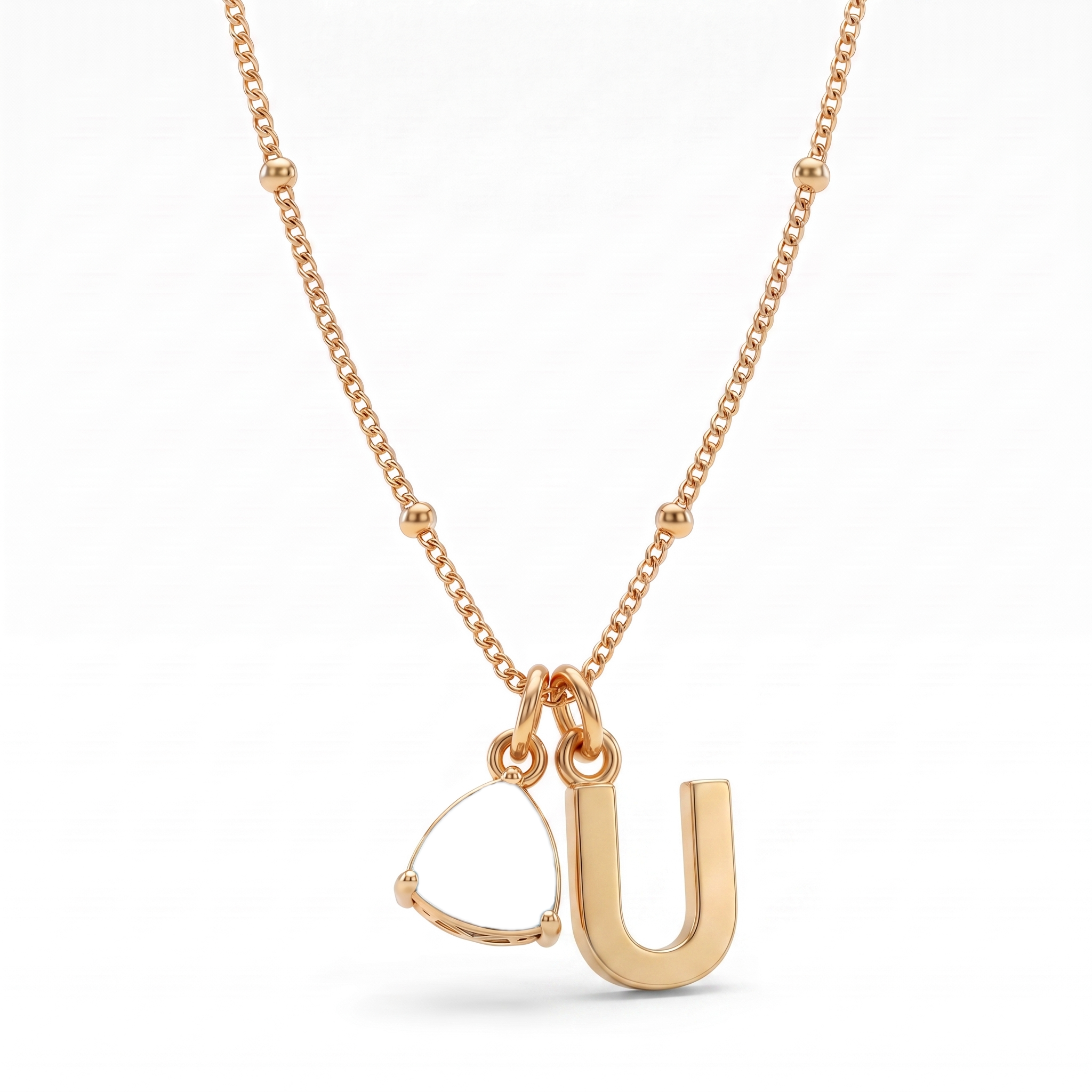 Collana con iniziale e pietra di nascita "Luna"