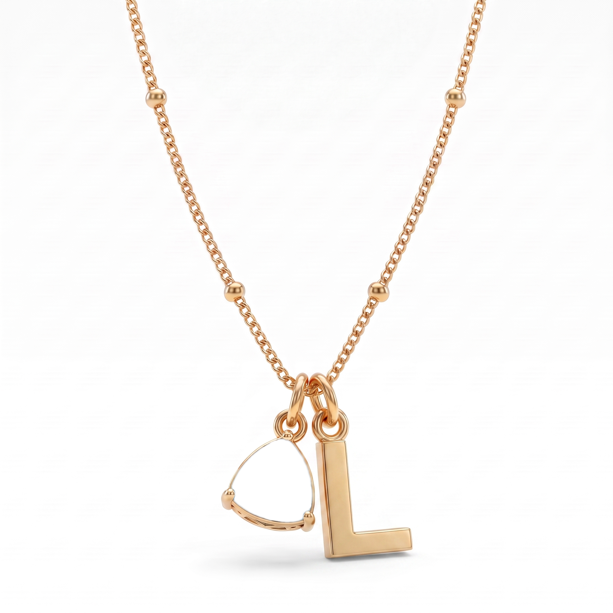 Collana con iniziale e pietra di nascita "Luna"