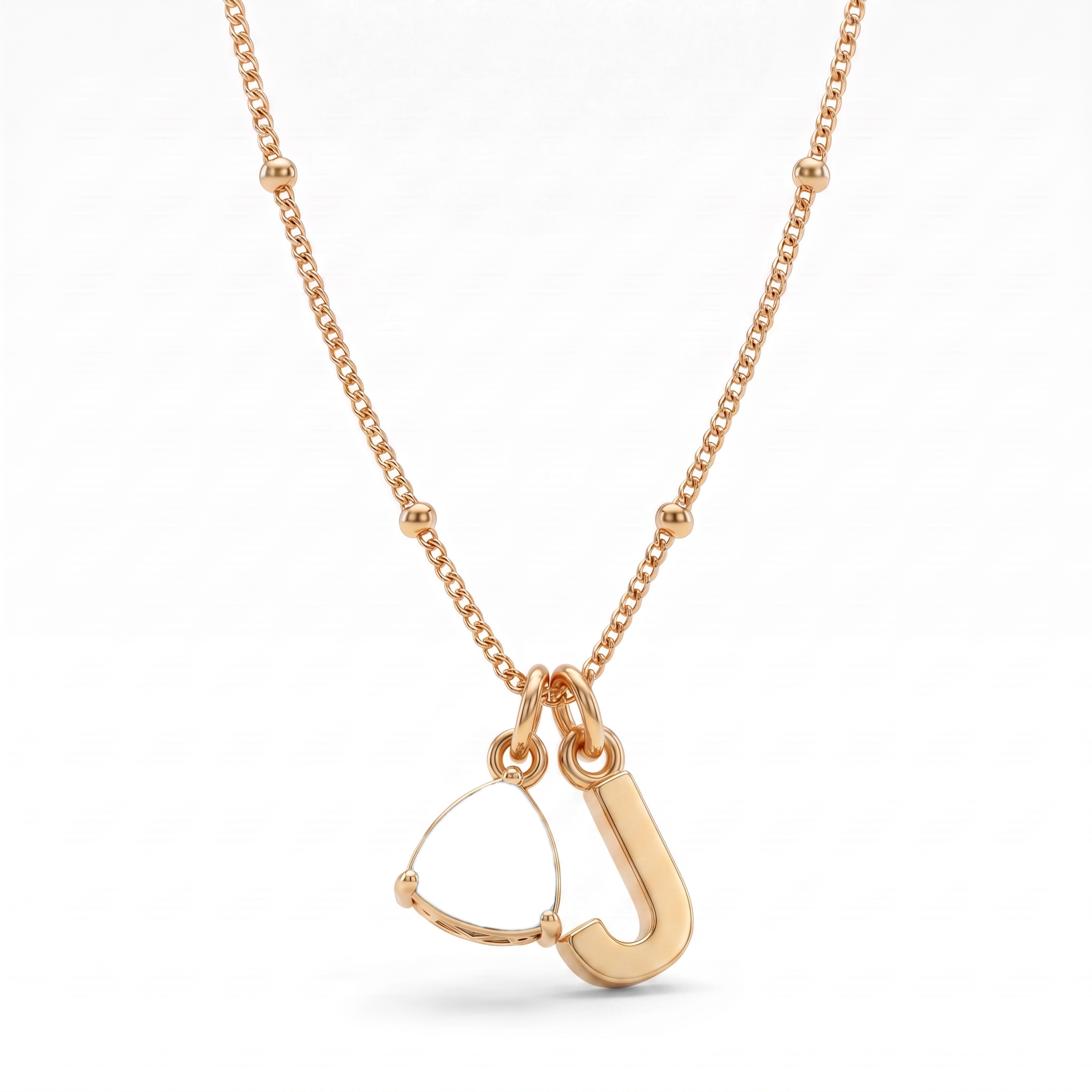 Collana con iniziale e pietra di nascita "Luna"