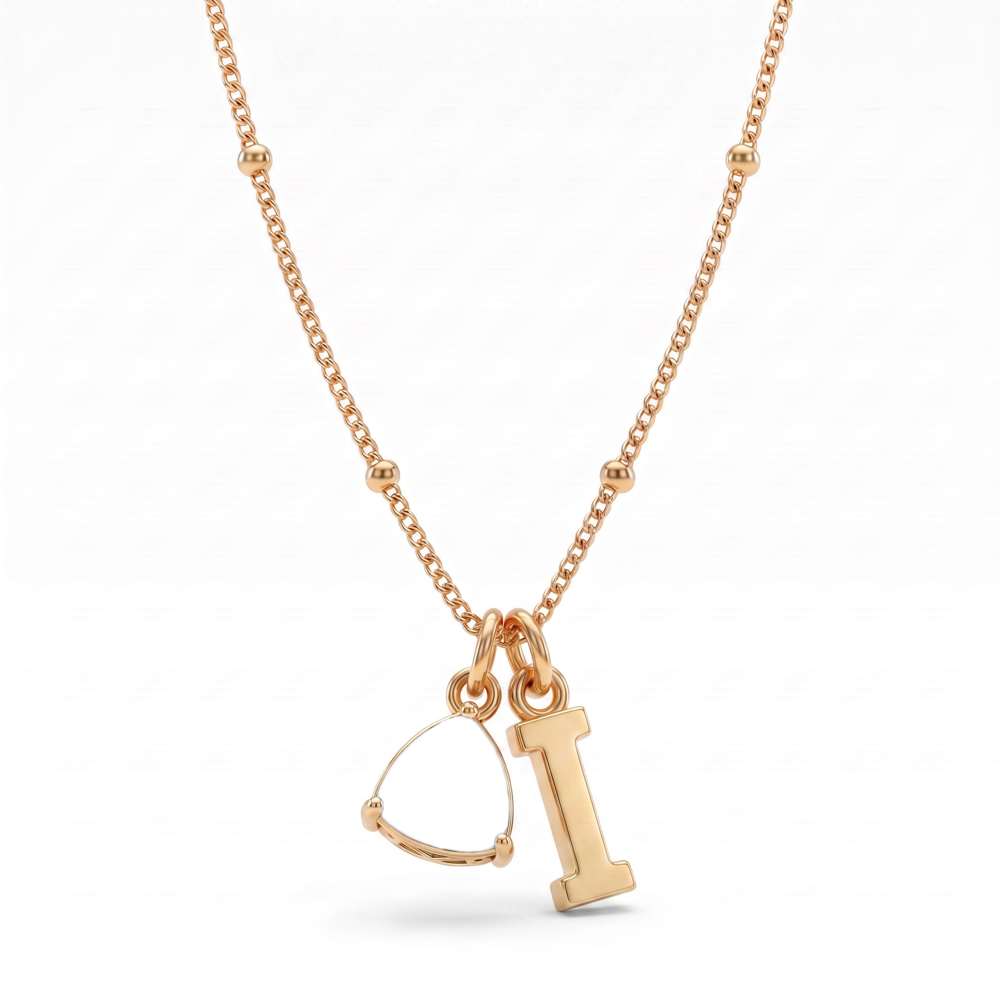 Collana con iniziale e pietra di nascita "Luna"