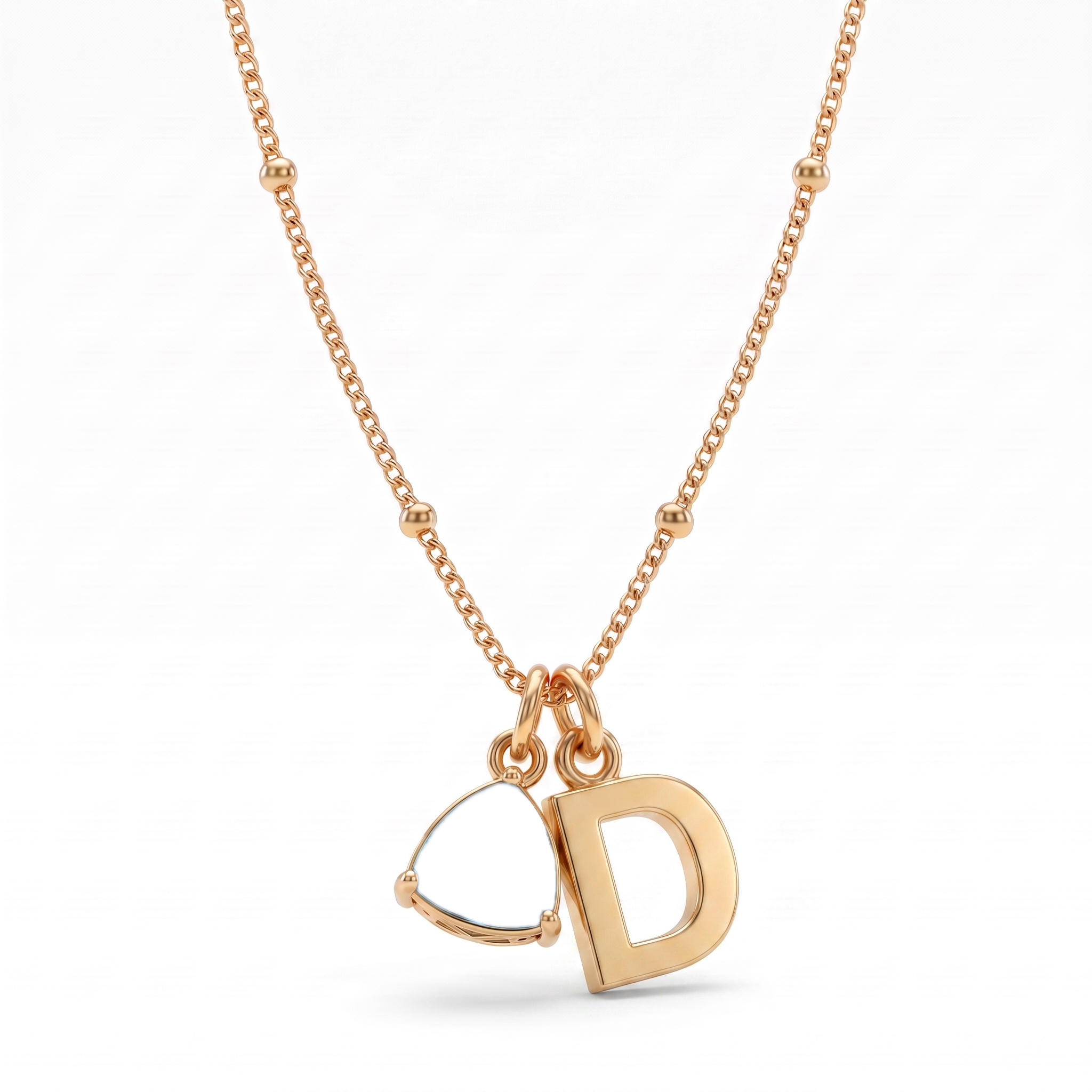 Collana con iniziale e pietra di nascita "Luna"