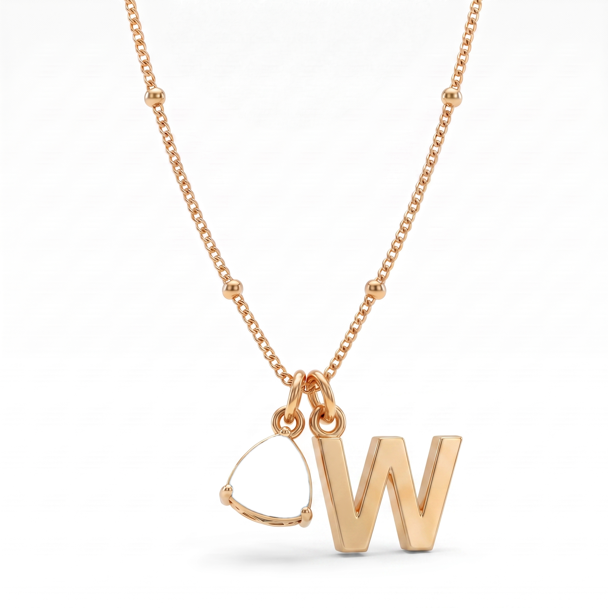 Collana con iniziale e pietra di nascita "Luna"