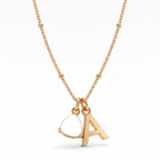 Collana con iniziale e pietra di nascita "Luna"