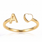 Anello regolabile con iniziale e pietra di nascita "Cleo"