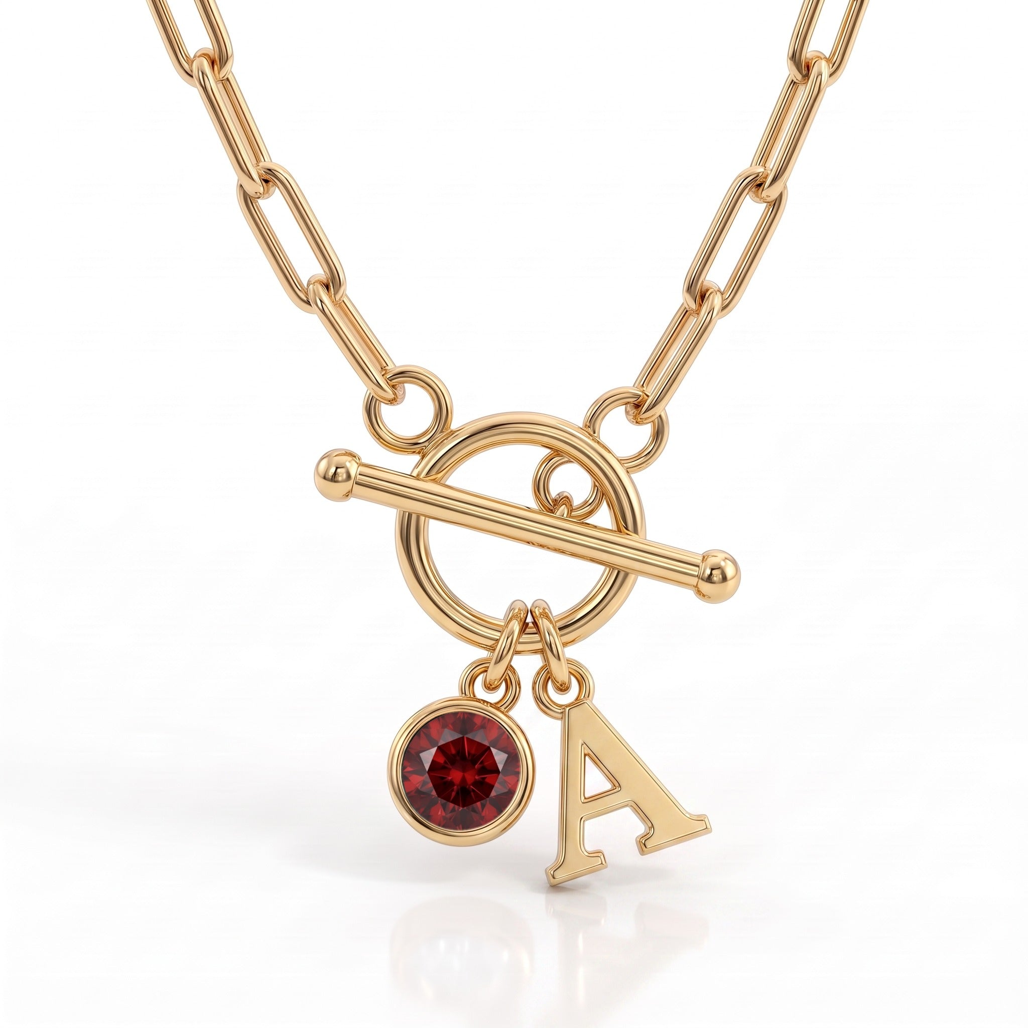 Collana con iniziale e pietra di nascita "Sage"