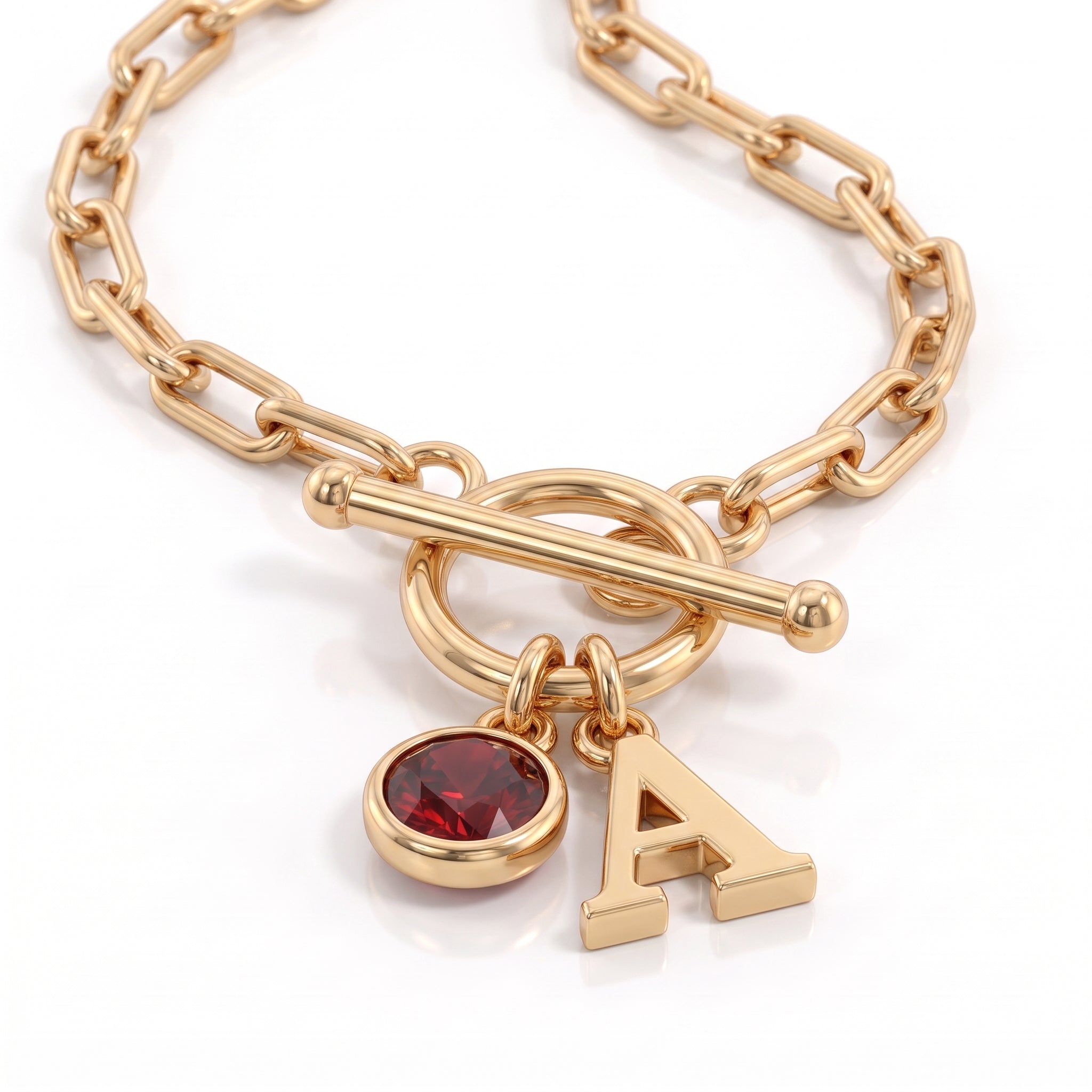 Collana con iniziale e pietra di nascita "Sage"