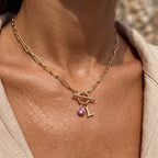 Collana con iniziale e pietra di nascita "Sage"