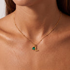 Collana con iniziale e pietra di nascita "Luna"