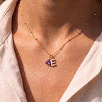 Collana con iniziale e pietra di nascita "Luna"