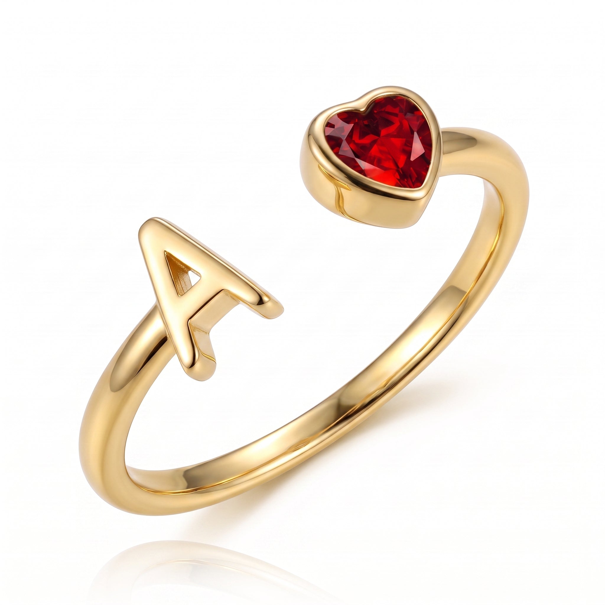 Anello regolabile con iniziale e pietra di nascita "Cleo"