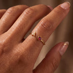 Anello regolabile con iniziale e pietra di nascita "Cleo"
