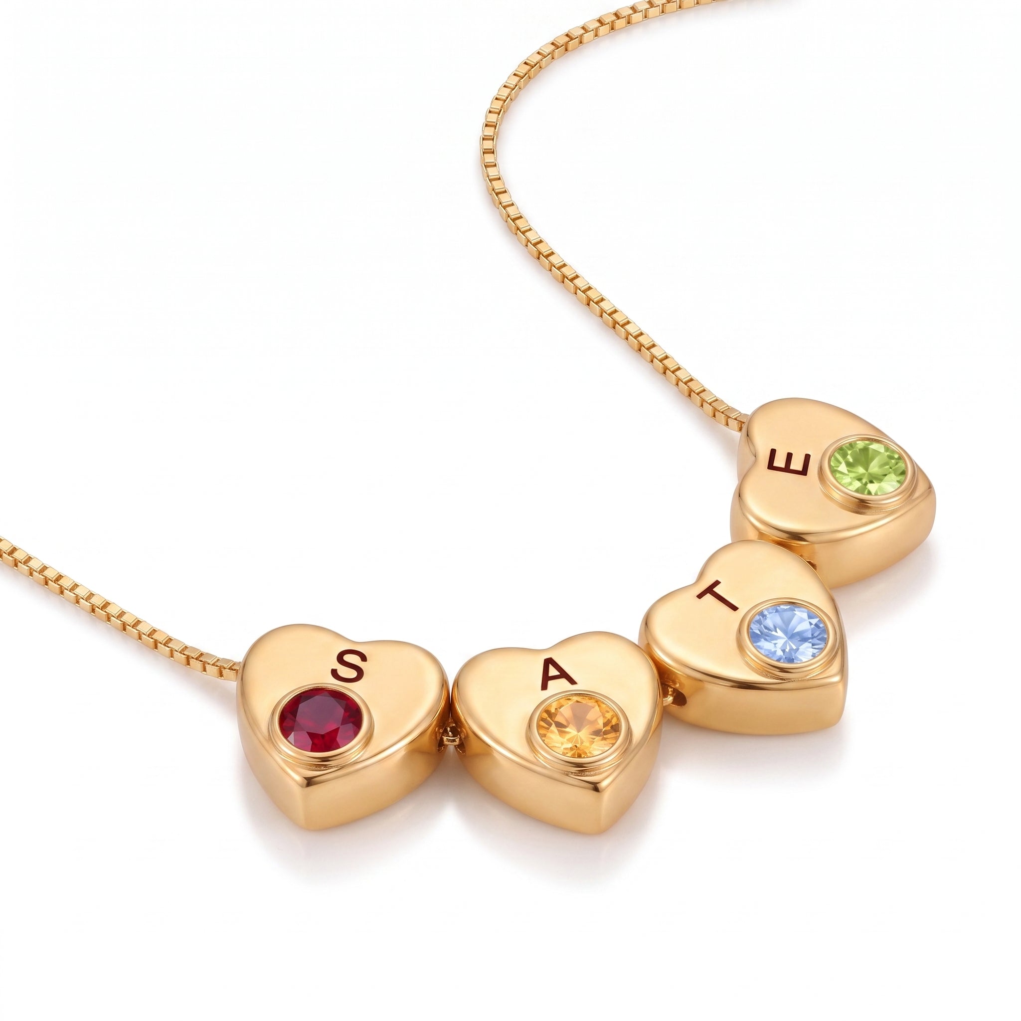 Collana con iniziale e pietra di nascita "Lila"