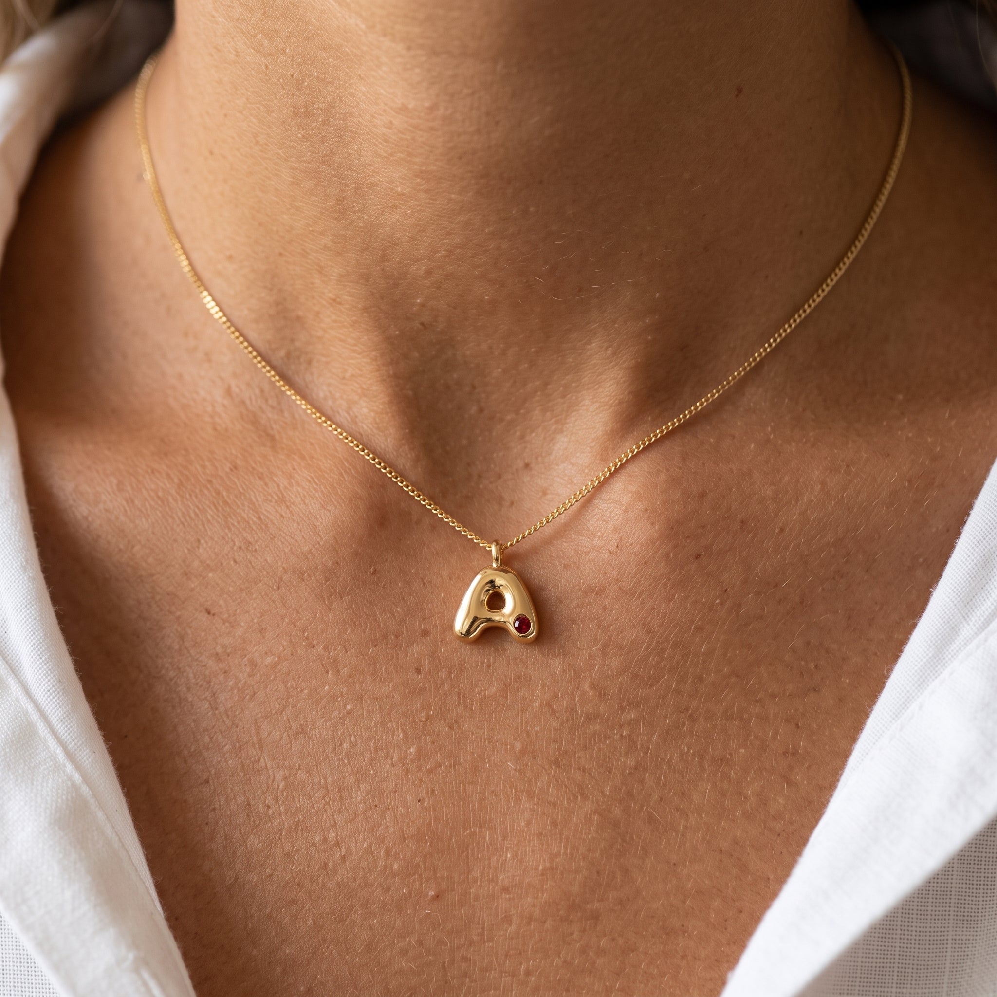 Collana con iniziale e pietra di nascita "Faye"