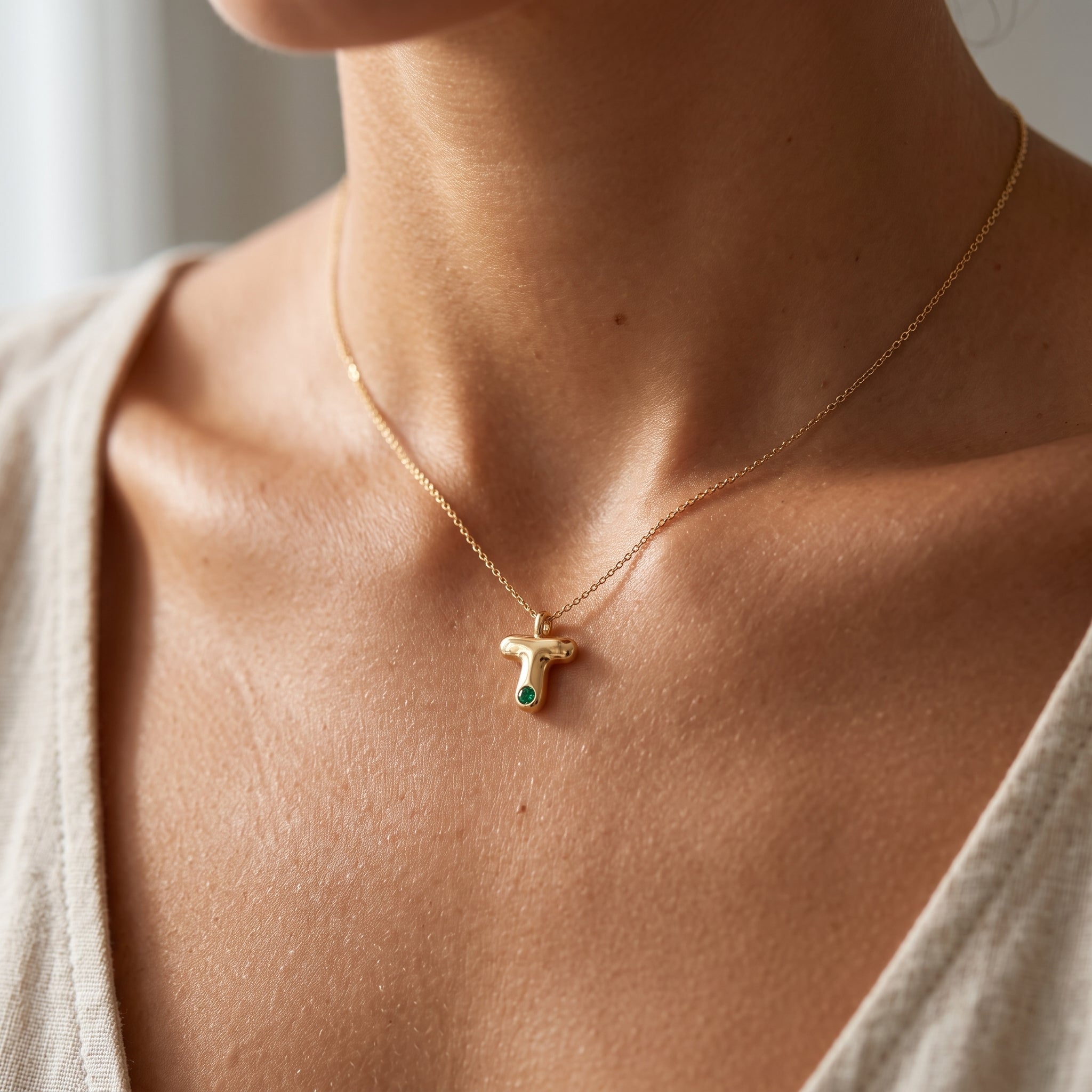 Collana con iniziale e pietra di nascita "Faye"