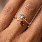 Anello regolabile con pietra di nascita "Tulipano"