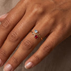 Anello regolabile con pietra di nascita "Tulipano"
