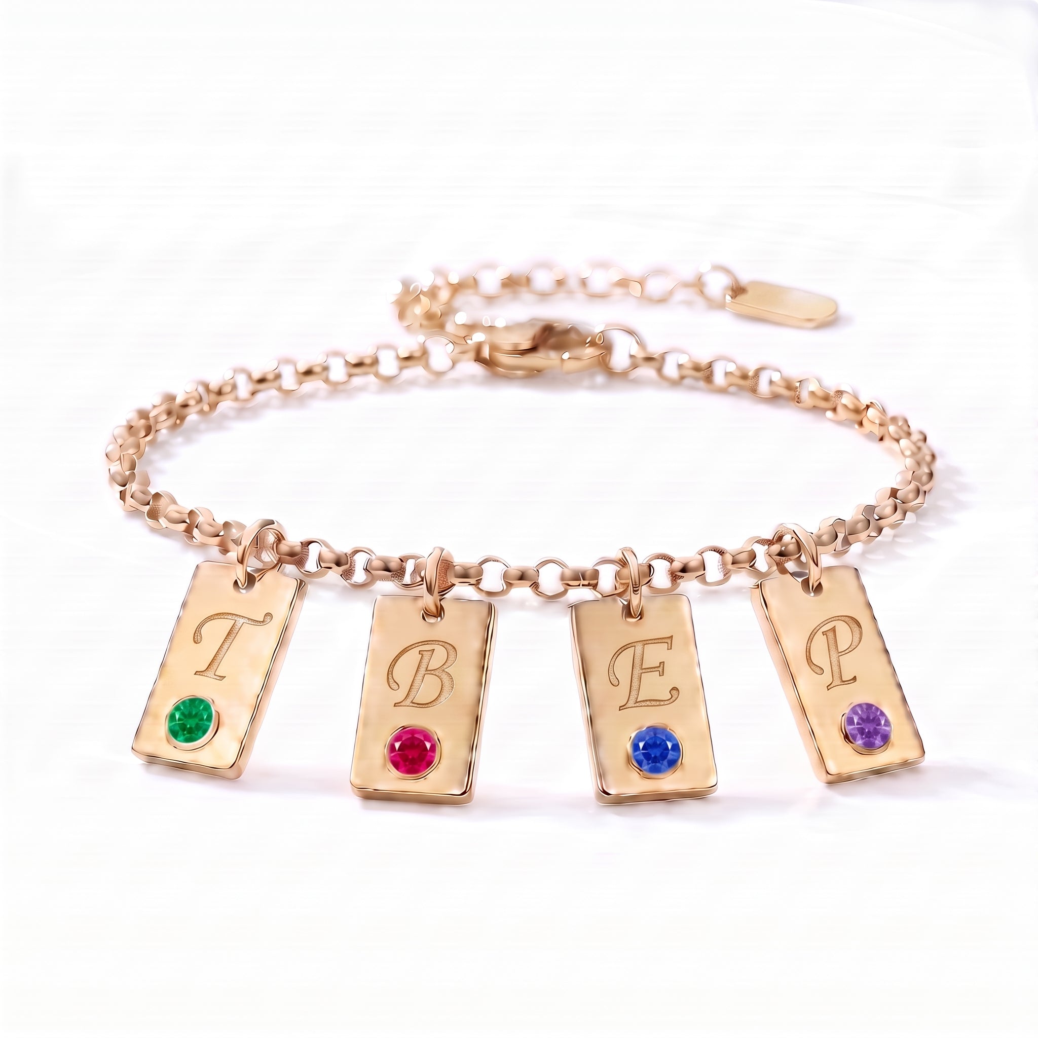 Bracciale con iniziale e pietra di nascita "Nova"