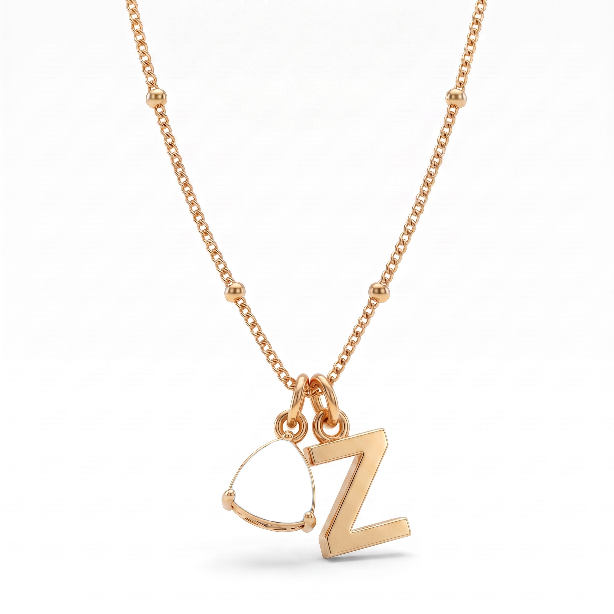 Collana con iniziale e pietra di nascita "Luna"