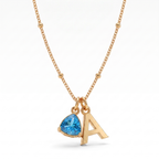 Collana con iniziale e pietra di nascita "Luna"