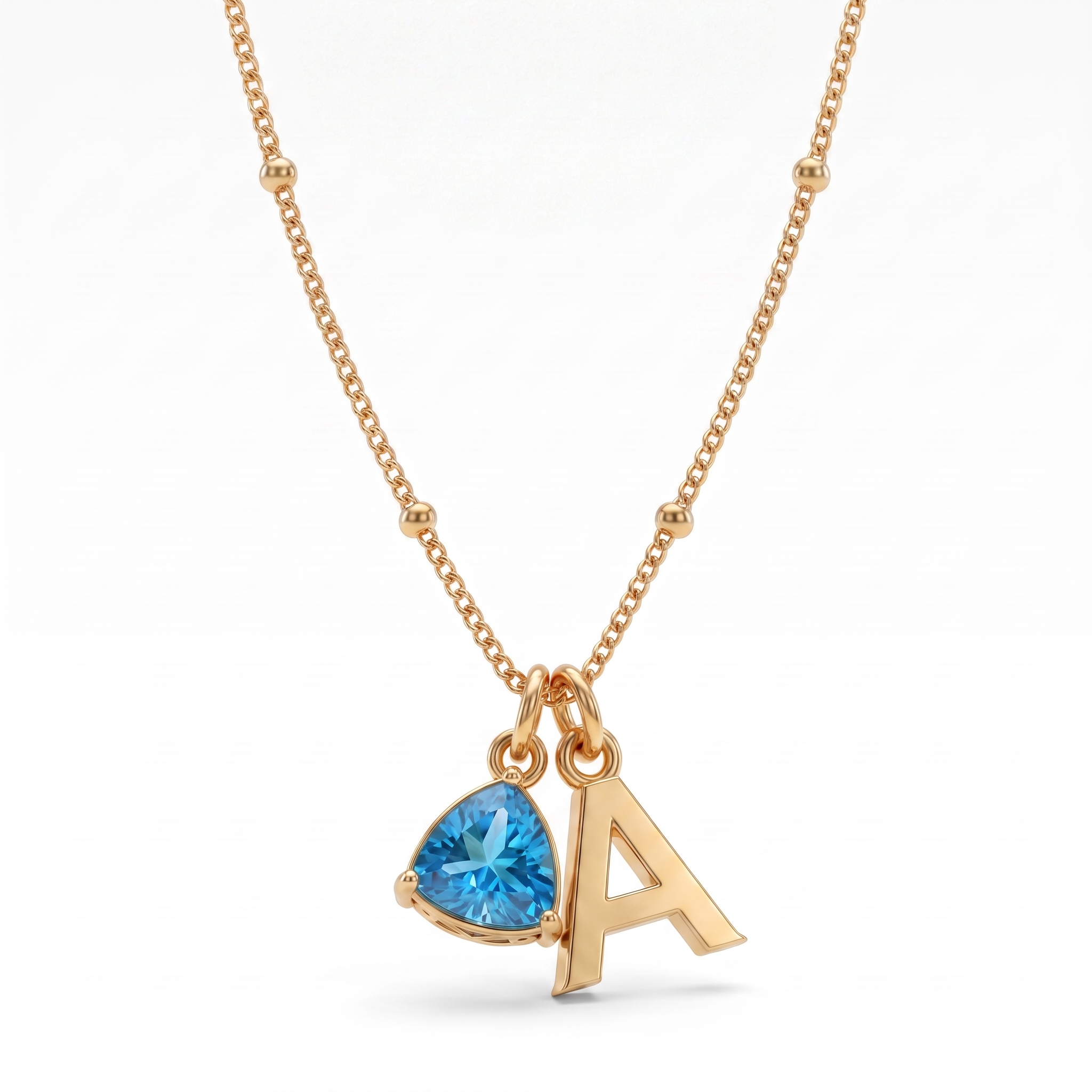 Collana con iniziale e pietra di nascita "Luna"
