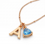 Collana con iniziale e pietra di nascita "Luna"
