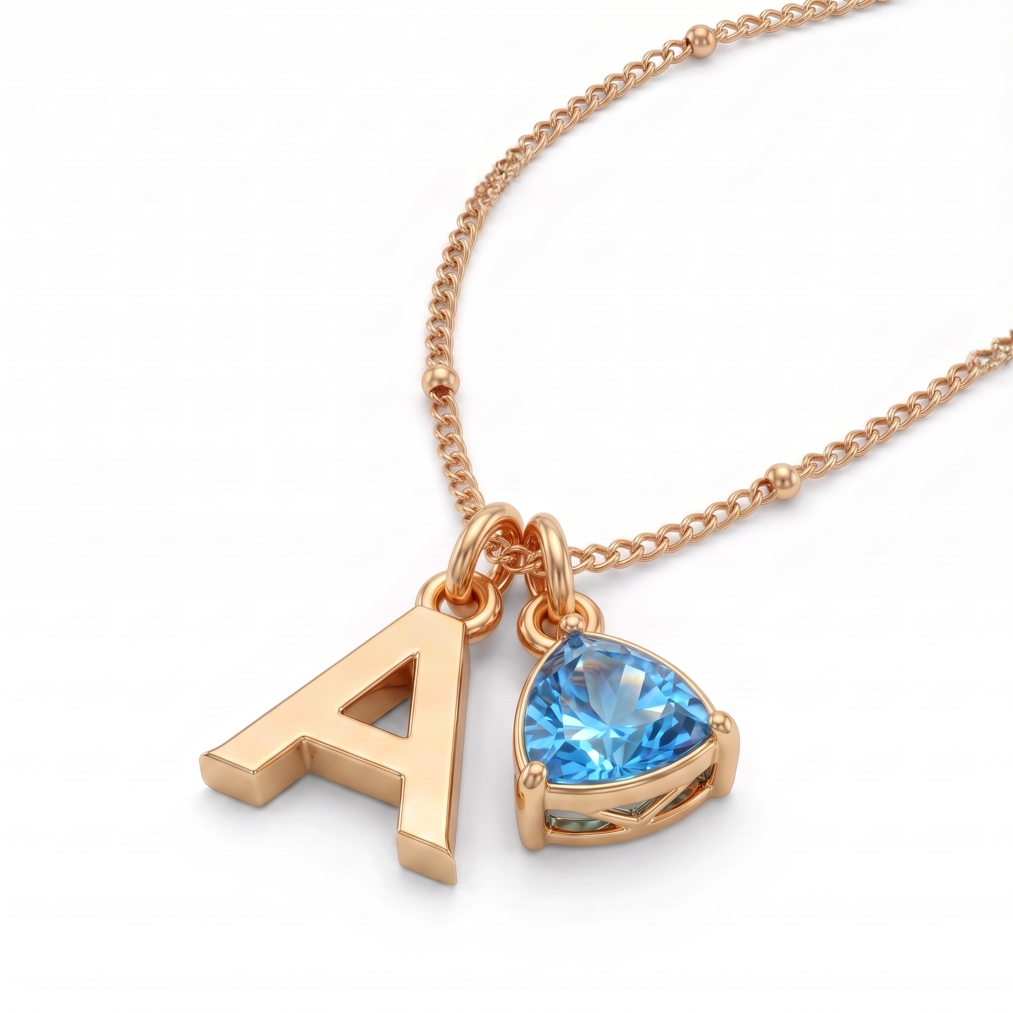 Collana con iniziale e pietra di nascita "Luna"